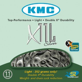 Цепь KMC X11L SILVER Качественная цепь для 11 скоростных трансмиссий Shimano, SRAM и Campagnolo.