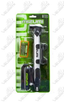 Набор MIZUMI Pit-Stop Алюм. насос GP-09 с откидной ручкой + складные ключи HF03 + монтажки TL12B 3 шт. + набор заплаток 3204A